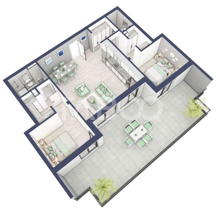 Apartament etaj retras 74mpu 3camere terasa 46mp bloc cu lift Turnisor - Imagine principală: 2/3
