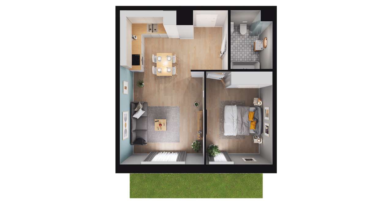 2-pokojowe mieszkanie 47m2 + ogródek Bez Prowizji - Pełny obrazek: 2/8