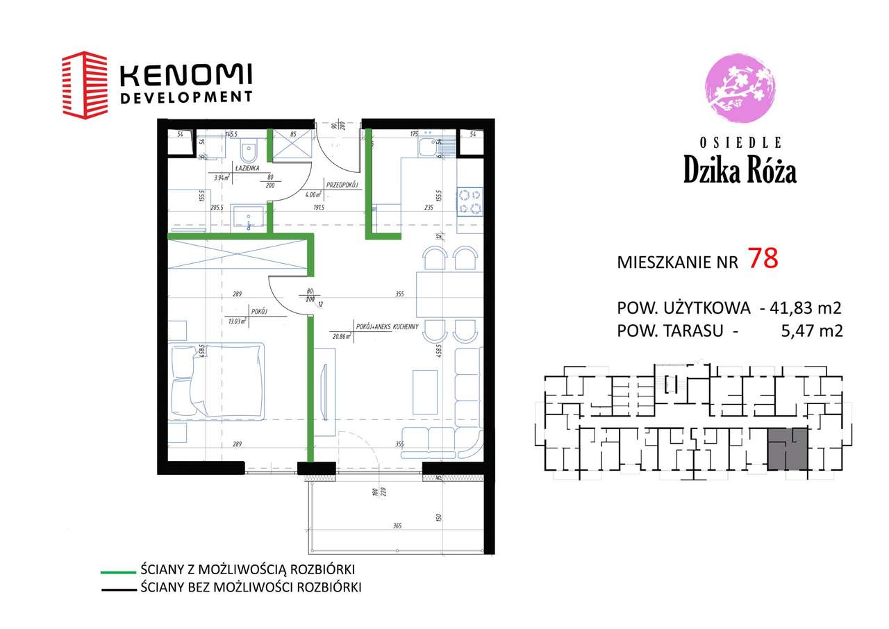 3-pokojowe mieszkanie 41m2 + taras Bez Prowizji - Pełny obrazek: 2/4