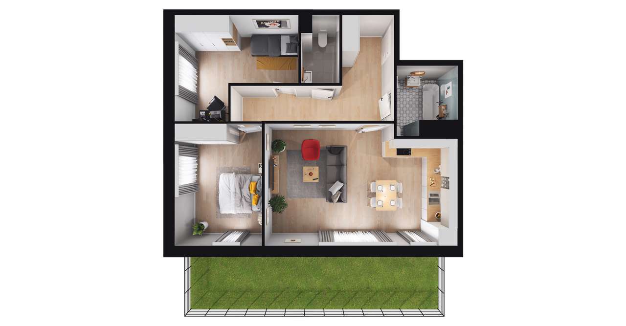 3-pokojowe mieszkanie 70m2 + ogródek - Pełny obrazek: 2/8