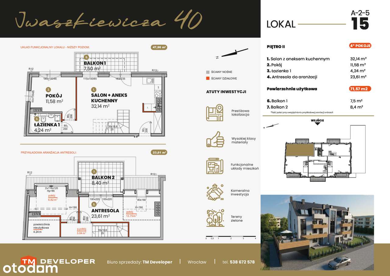 Mieszkanie z charakterem |71,57m2|klimatyzacja|2 balkony GOTOWE - Pełny obrazek: 3/12
