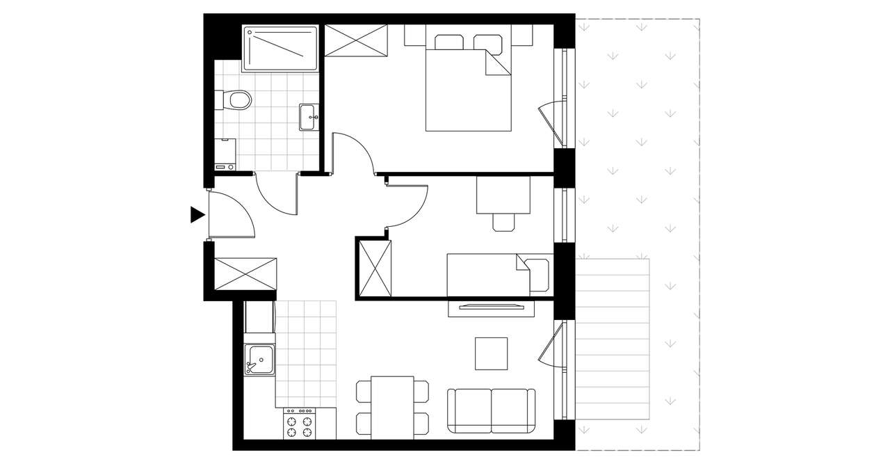 3-pokojowe mieszkanie 46m2 + ogródek Bezpośrednio - Pełny obrazek: 3/8