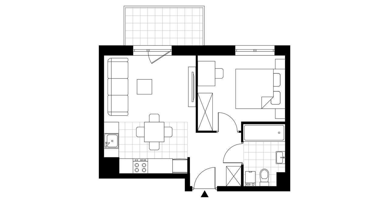 2-pokojowe mieszkanie 35m2 + balkon Bezpośrednio - Pełny obrazek: 4/9