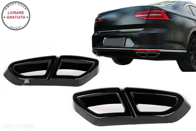 Ornamente tobe sistem de evacuare VW Passat B8 3G (2015-2019) Negru Lucios- livrare gratuita - 1