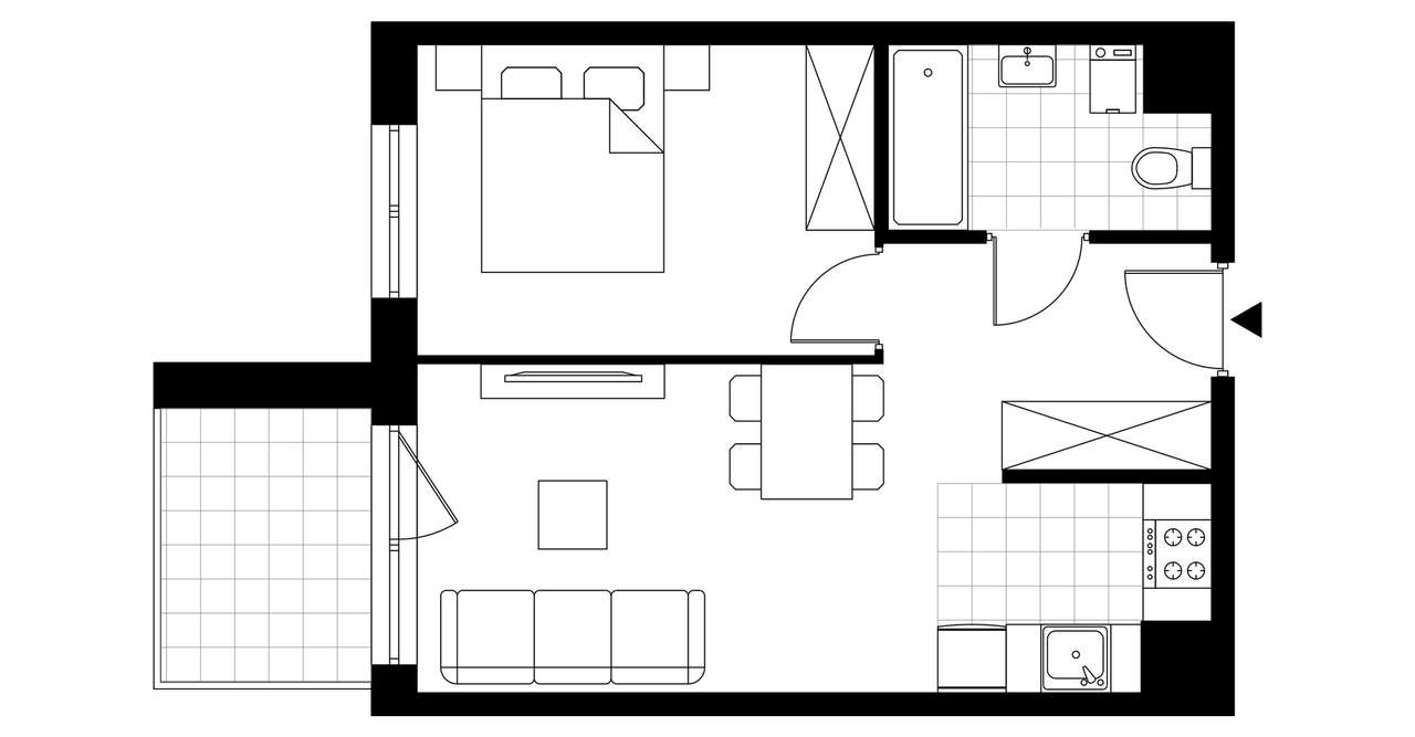 2-pokojowe mieszkanie 37m2 + balkon - Pełny obrazek: 3/8
