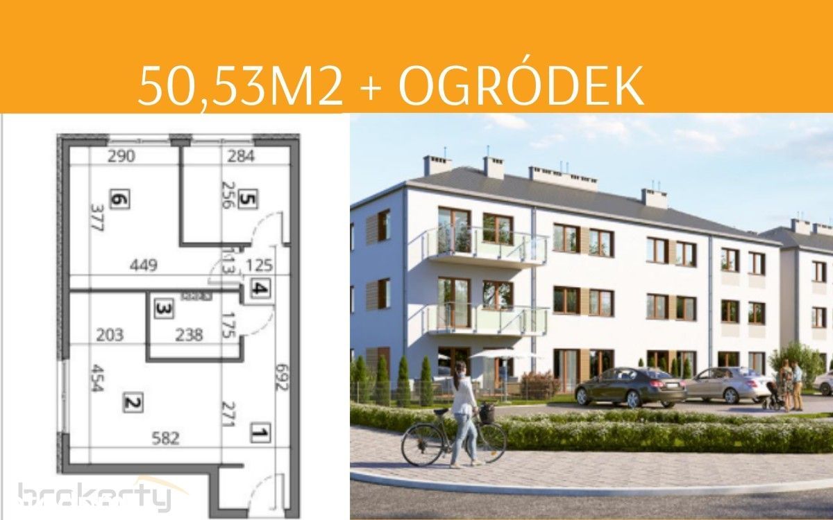 3-pokoje | 50,53 m2 + ogród | 4km od Wrocław |
