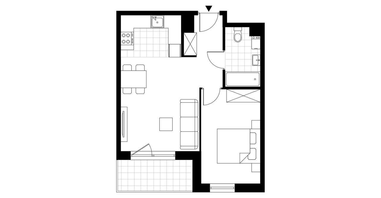 2-pokojowe mieszkanie 41m2 + loggia - Pełny obrazek: 4/9