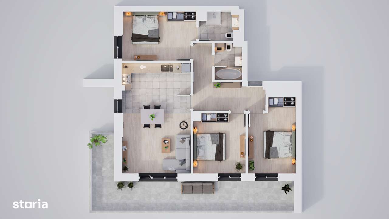 Apartament 4 camere luminoase cu Loc de Joacă la Doi Pași - Imagine principală: 2/19