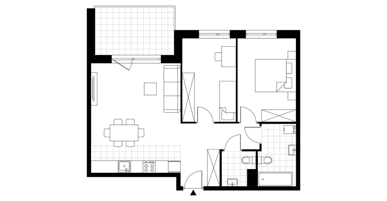 3-pokojowe mieszkanie 60m2 + balkon - Pełny obrazek: 3/7