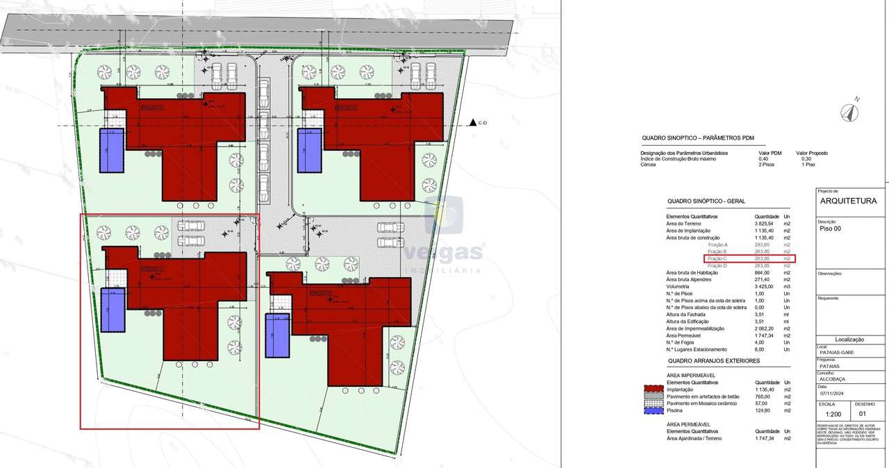 Moradia T3 térrea isolada nova com piscina em Pataias, a 10 km da Naza-7