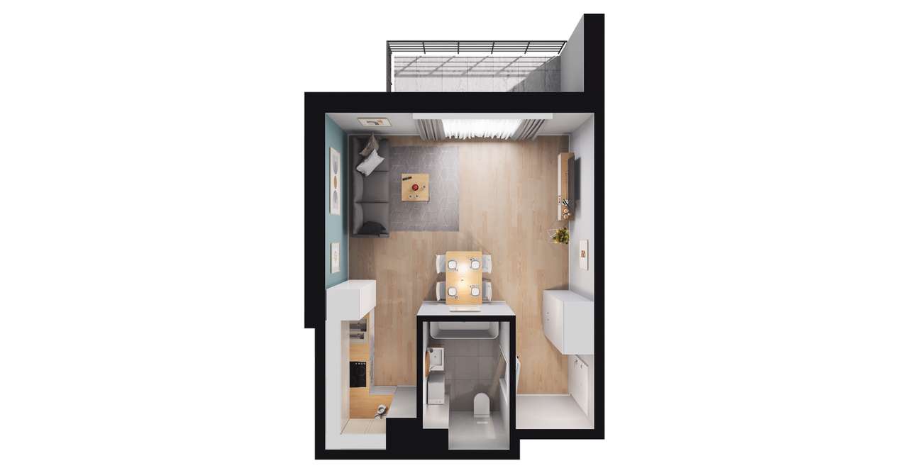 1-pokojowe mieszkanie 32m2 + balkon Bez Prowizji - Pełny obrazek: 2/8