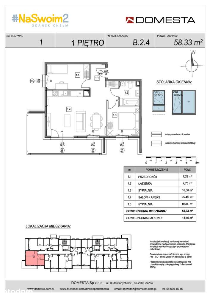 3-pokojowe mieszkanie 58m2 + balkon Bezpośrednio - Pełny obrazek: 2/7