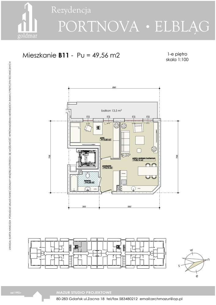 2-pokojowe mieszkanie 49m2 + balkon Bezpośrednio - Pełny obrazek: 2/8