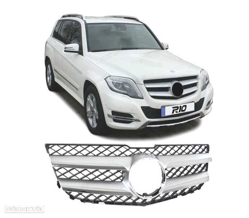 GRELHA FRONTAL PARA MERCEDES GLK X204 12-15 LOOK AMG PRETO PRATA - 1