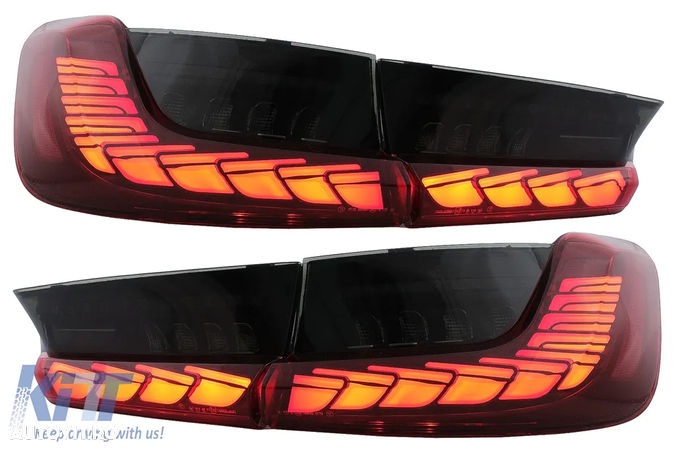 Stopuri LED BMW Seria 3 G20 G28 M3 G80 Sedan (2018-2022) Rosu Fumuriu cu Semnal Dinamic - 2