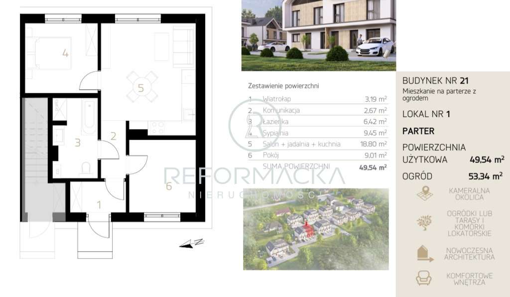 Blisko A4, 2 pokoje+ salon, ogród ponad 100 m². - Pełny obrazek: 2/6
