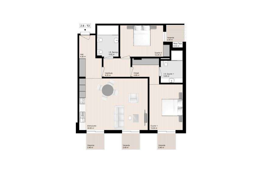 WHITE II junto praias, T2 ótimas áreas e varandas, Lugar de garagem - Grande imagem: 2/31