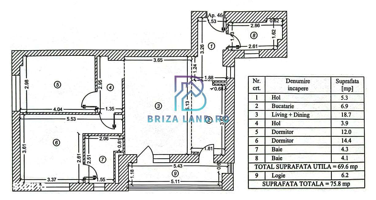 Soseaua Chitilei, Racordarii, ap. 3 camere, sup. 75.8mp, etaj 4/5-17