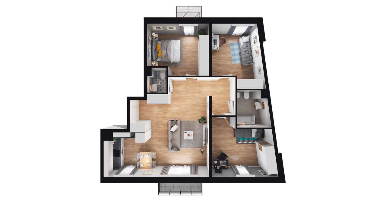 4-pokojowe mieszkanie 79m2 + 2 balkony - Pełny obrazek: 3/8
