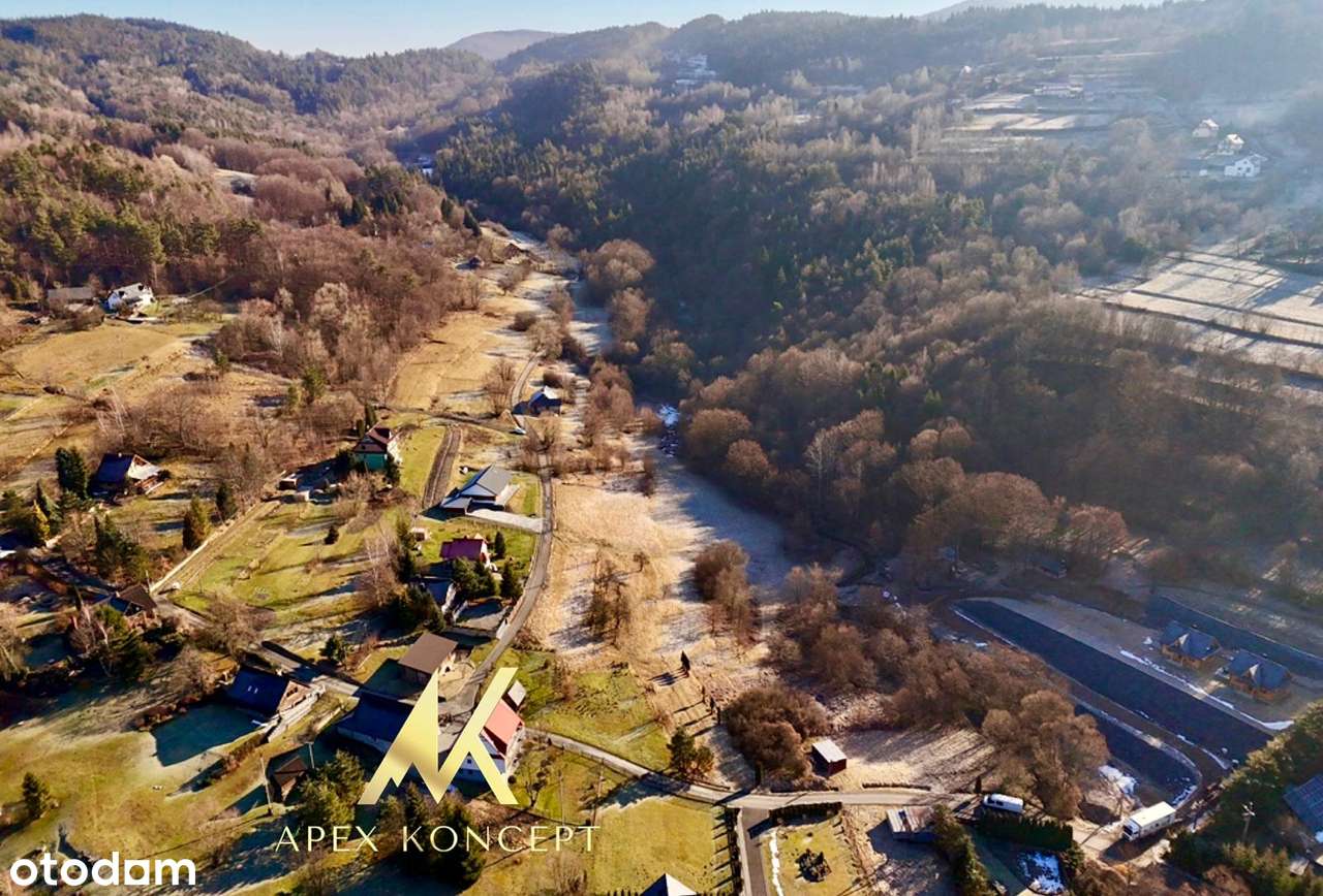 Widokowa działka budowlana w dolinie Beskidu - Stróża, pow. myślenicki-0