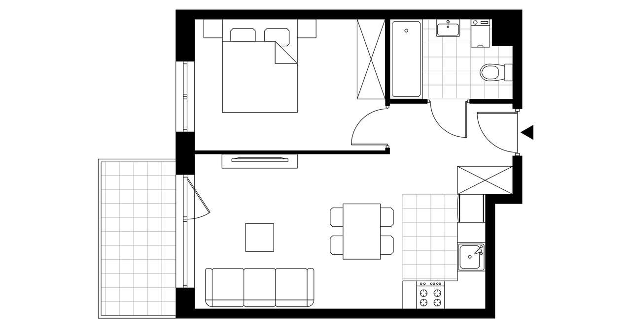 2-pokojowe mieszkanie 38m2 + balkon - Pełny obrazek: 3/8