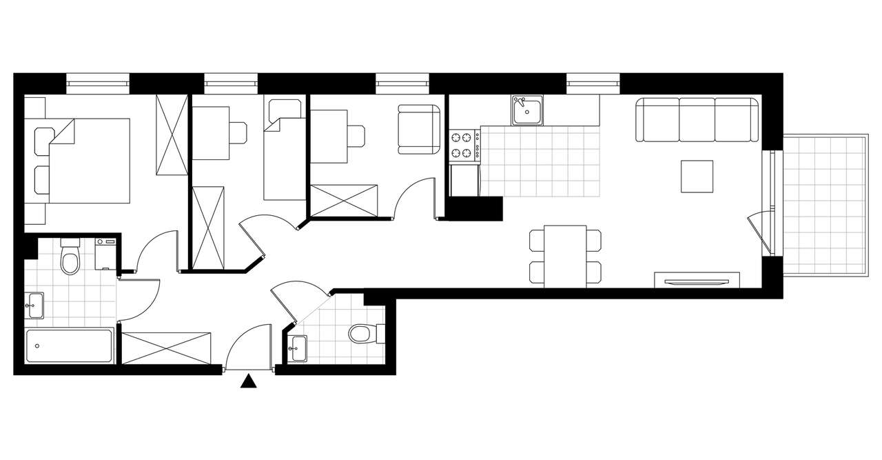 4-pokojowe mieszkanie 56m2 + balkon - Pełny obrazek: 3/8