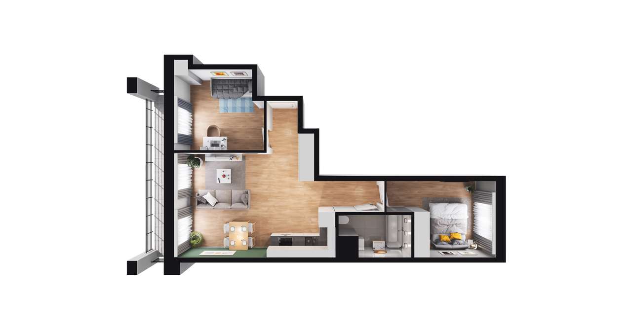 3-pokojowe mieszkanie 57m2 + loggia Bezpośrednio - Pełny obrazek: 3/9