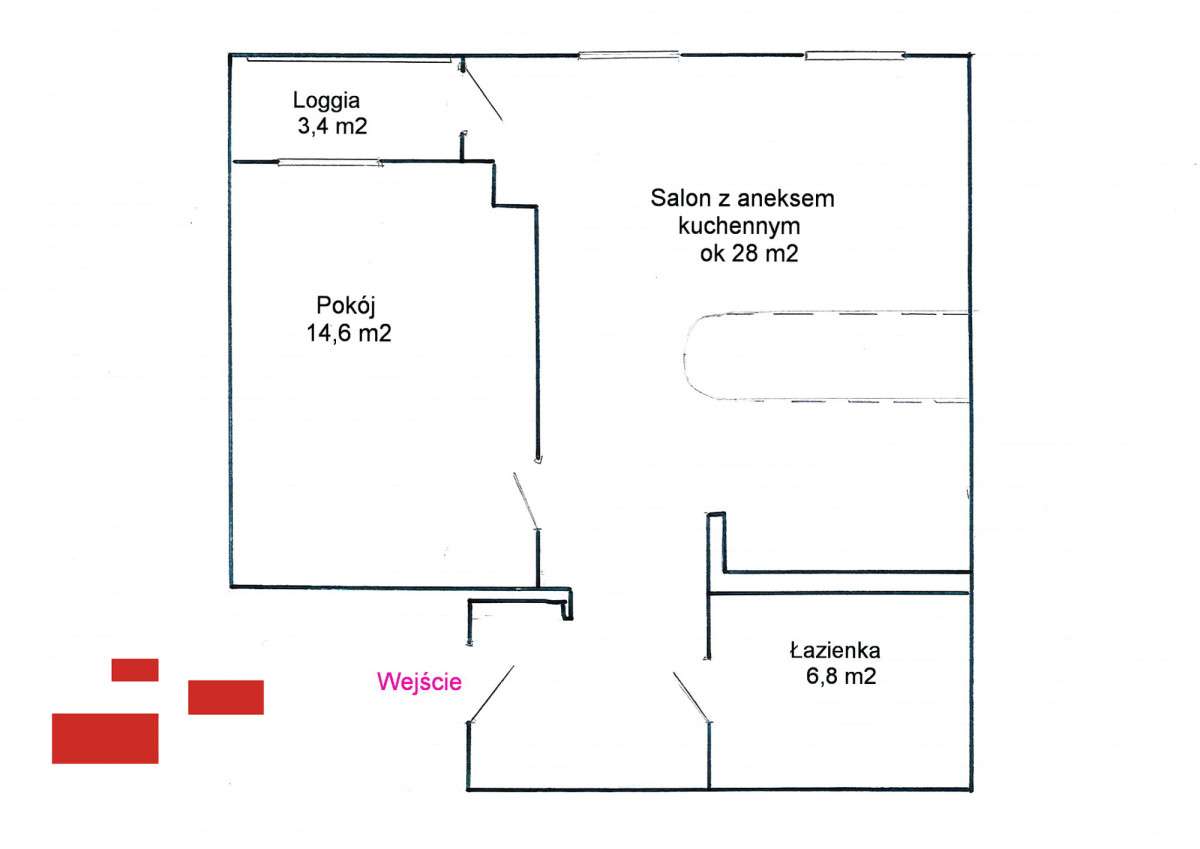 Rataje Łacina, ul. Polanka, 2 pokoje, 60m2, loggia-15