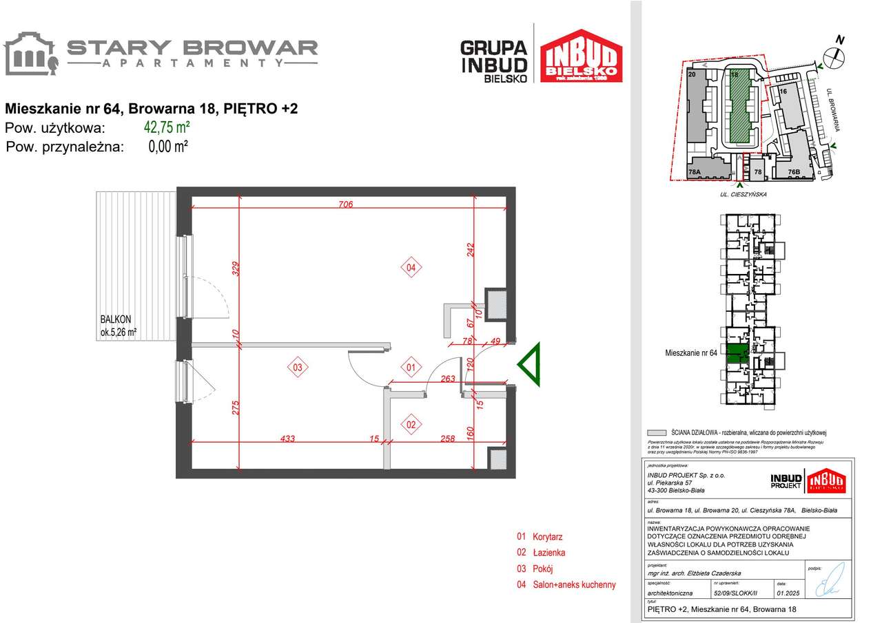 Stary Browar | mieszkanie 2-pok. | C_64 - Pełny obrazek: 2/7