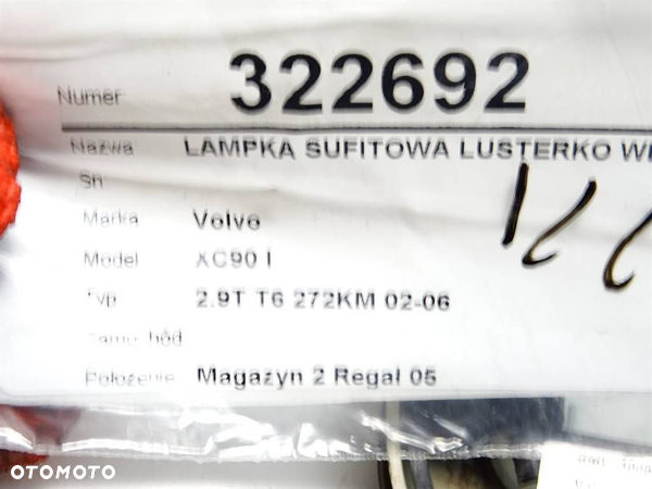 LAMPKA SUFITOWA LUSTERKO WEWNĘTRZNE VOLVO XC90 I (275) 2002 - 2015 T6 AWD 200 kW [272 KM] benzyna - 9