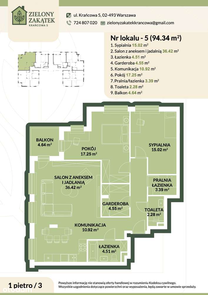 Apartament 94,34m2 Warszawa/Stare Włochy/klimatyzacja w standardzie - Pełny obrazek: 2/8