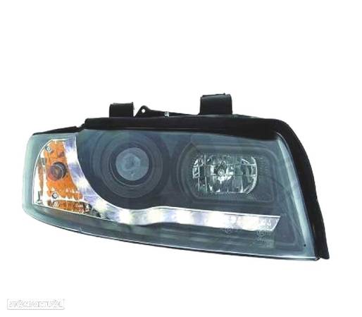 FARÓIS COM LUZ DIURNA PARA AUDI A4 B6 LIMOUSINE AVANT 00-04 FUNDO PRETO - 1