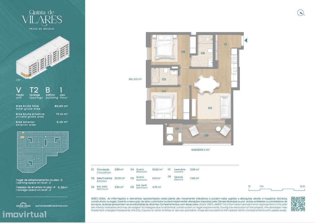 Apartamento T2 Arcozelo a 1.3km da Praia da Granja Cond Fechado-11