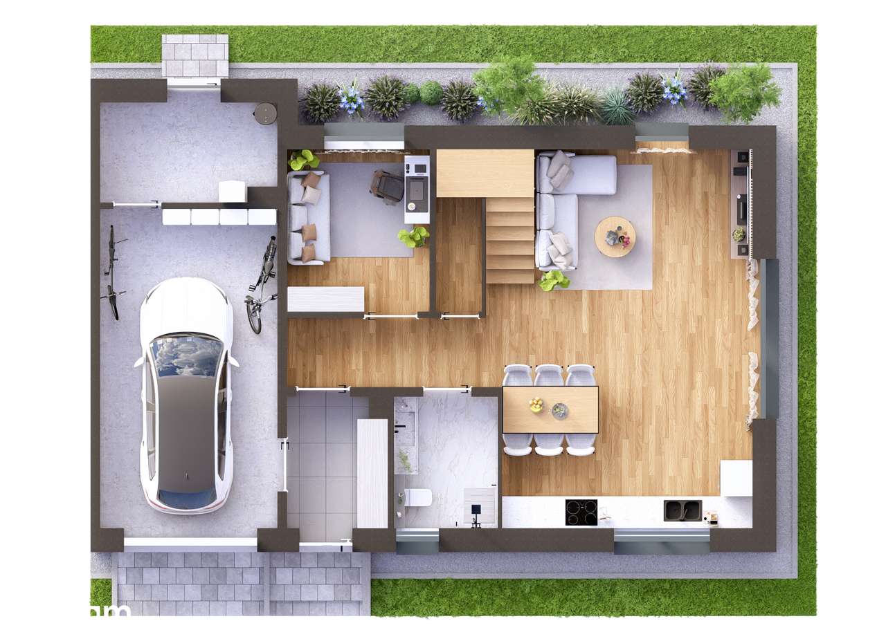 Dom oddzielony garażami-7