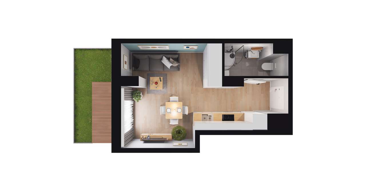 1-pokojowy apartament inwestycyjny 25m2 + ogródek - Pełny obrazek: 2/8