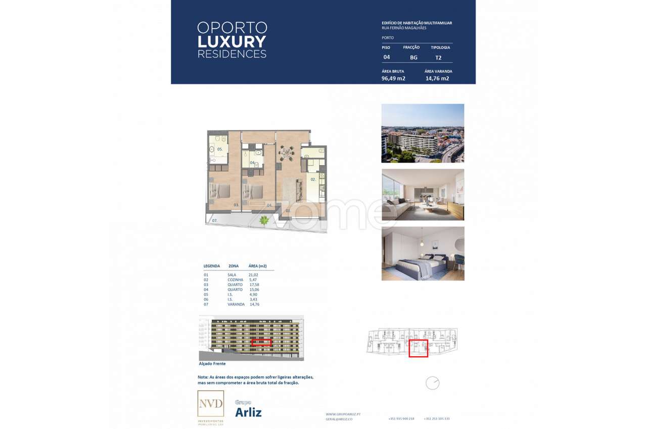 Novo empreendimento Oporto Luxury Residences - Apartamento T2 BG - Grande imagem: 2/15