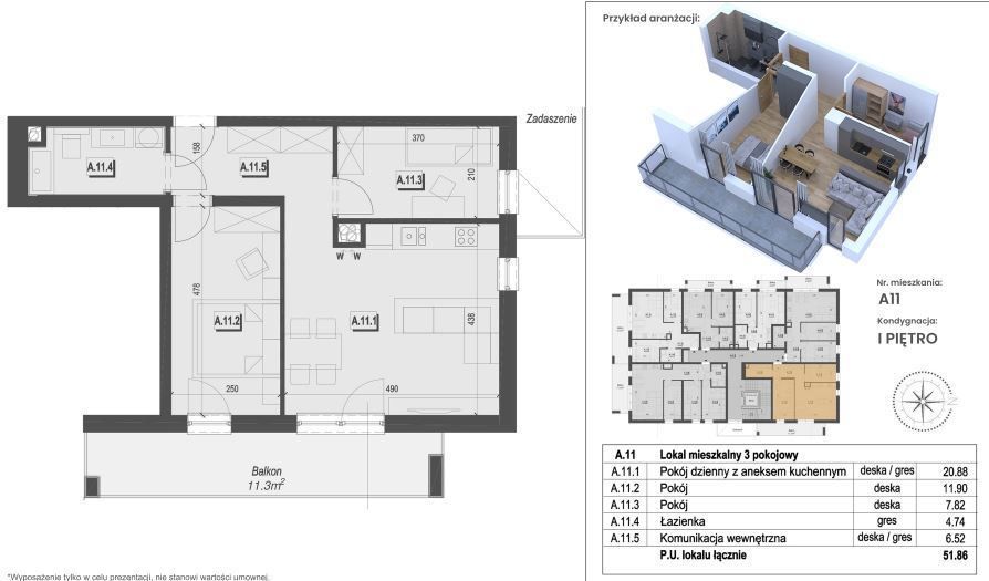 51,86 m2 mieszkanie na granicy moreny i jasienia