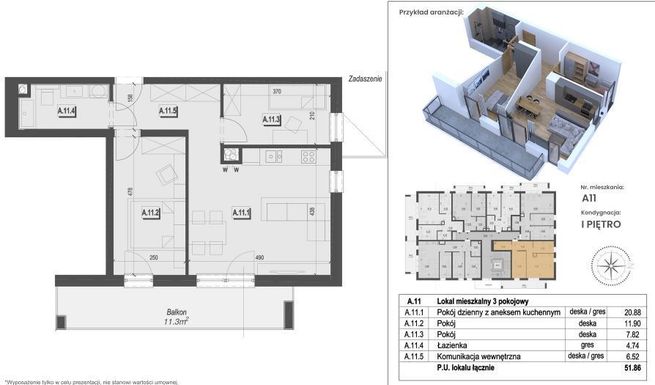 51,86 m2 mieszkanie na granicy moreny i jasienia