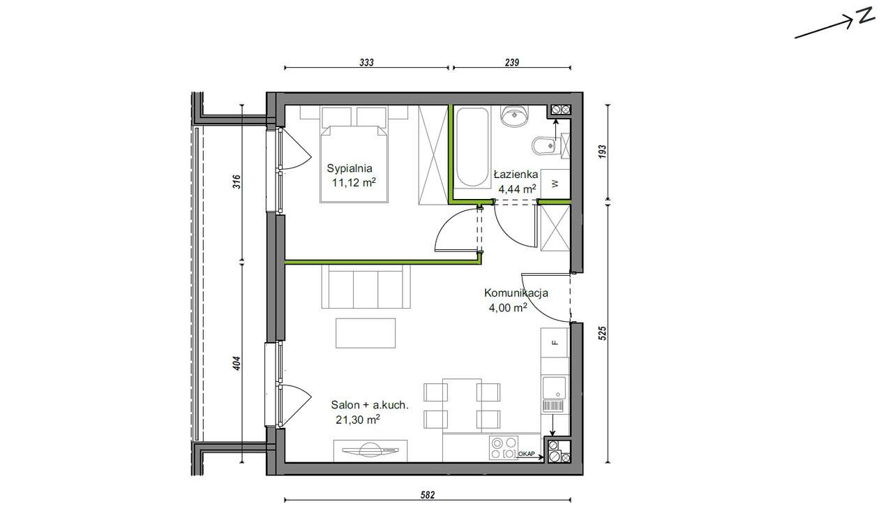 Wojszyce/Ołtaszyn-Orawska,2pok,loggia9m2-południe,1piętro,garaż,2025r.-13