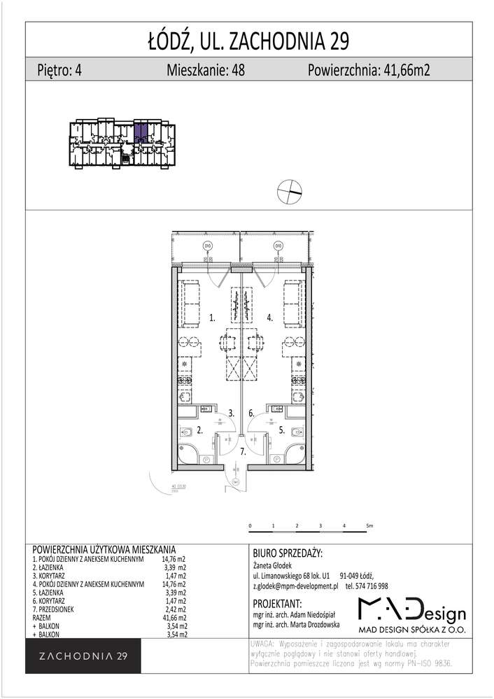 Zachodnia 29 | mieszkanie 2-pok. | 48 - Pełny obrazek: 2/7