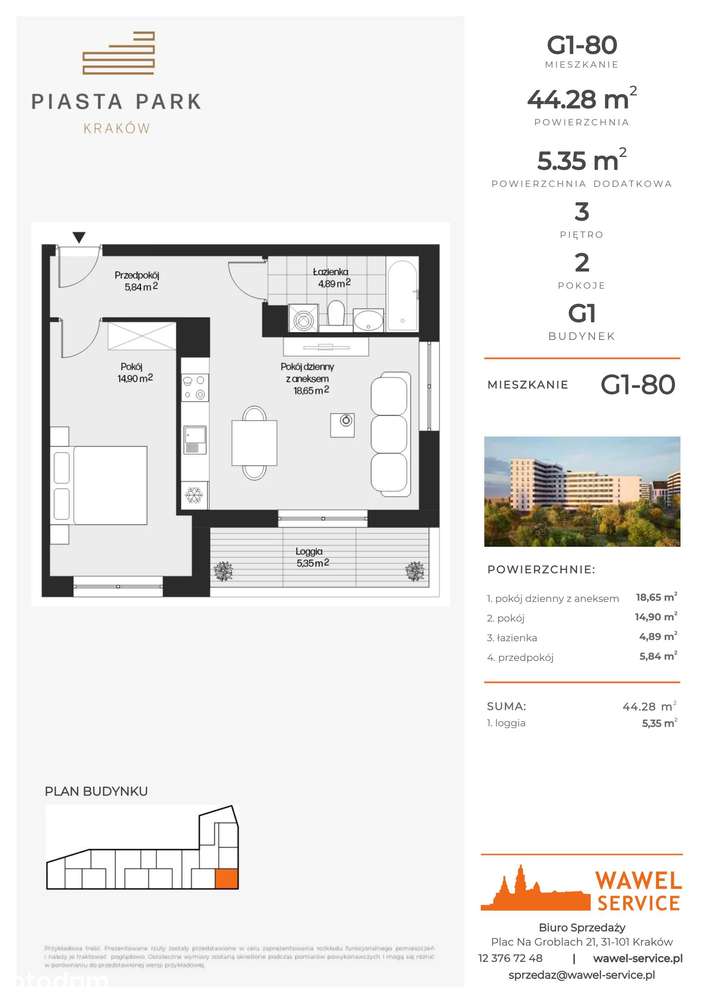 Piasta Park V​I | mieszkanie 2-pok. | G1-80 - Pełny obrazek: 2/7