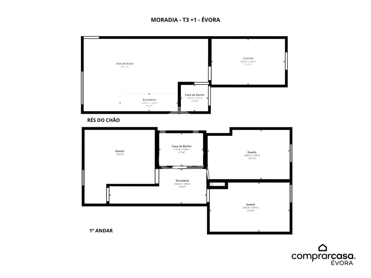 Moradia T3+1 NOVA c/ Quintal, Terraço e Sótão Aproveitado em Évora - Grande imagem: 5/18