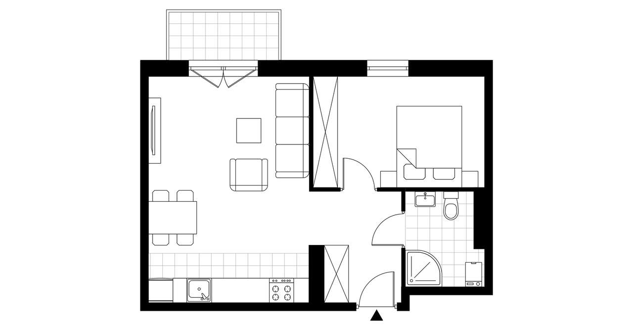 2-pokojowe mieszkanie 43m2 + balkon - Pełny obrazek: 3/8