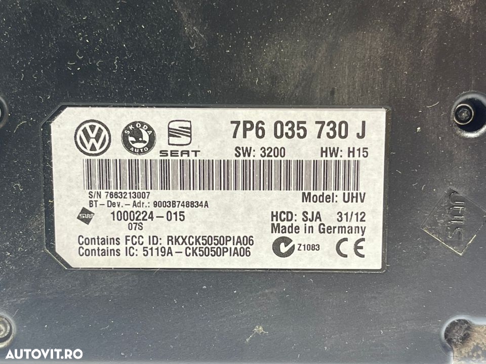 Modul Calculator Bluetooth Volkswagen Transporter T5 2010 - 2015 Cod 7P6035730J - 2