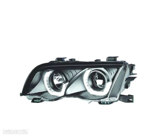 FARÓIS FRONTAIS PARA BMW SERIE 3 E46 98-01 BERLINA TOURING FUNDO PRETO - 1