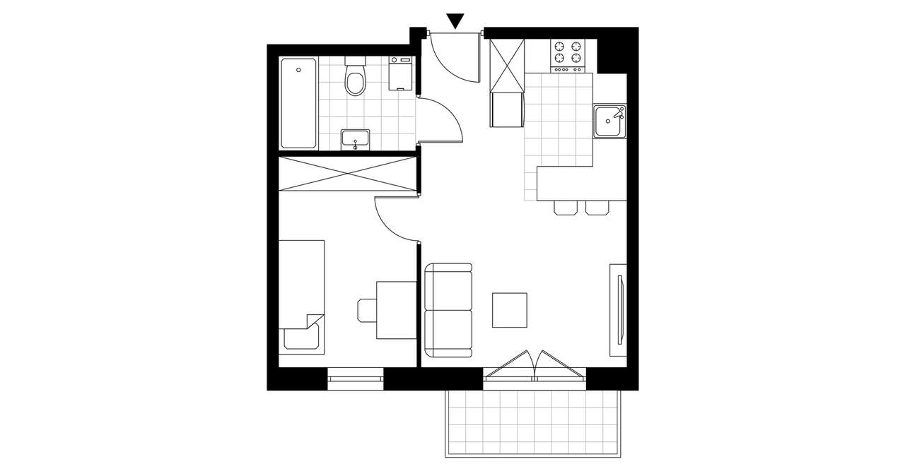 2-pokojowe mieszkanie 33m2 + balkon - Pełny obrazek: 3/8