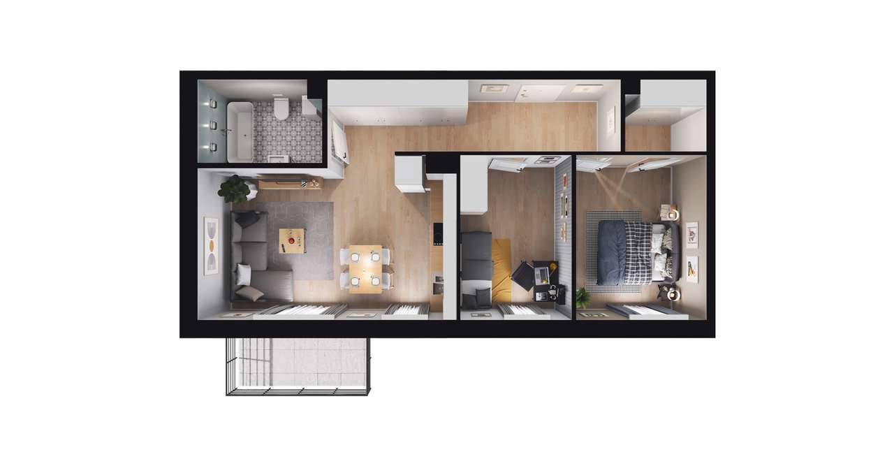 3-pokojowe mieszkanie 58m2 + balkon Bez Prowizji - Pełny obrazek: 2/8