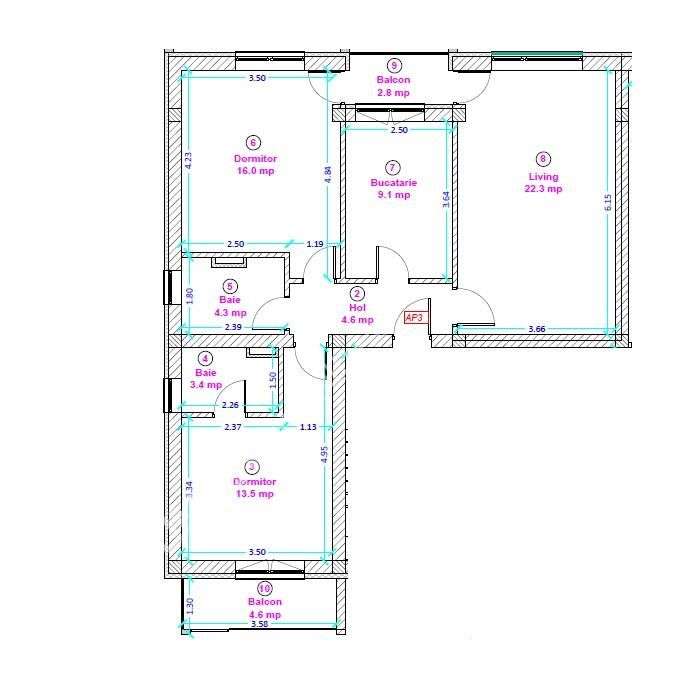 Apartament cu 3 camere 2 bai si 2 balcoane zona Shopping City - Imagine principală: 4/9