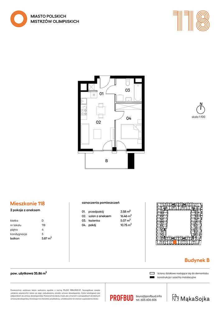 2-pokojowe mieszkanie 35m2 + balkon - Pełny obrazek: 2/9