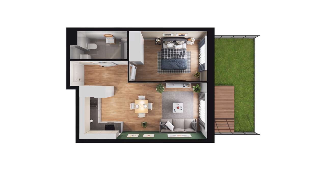 2-pokojowe mieszkanie 39m2 + ogródek Bez Prowizji - Pełny obrazek: 2/8